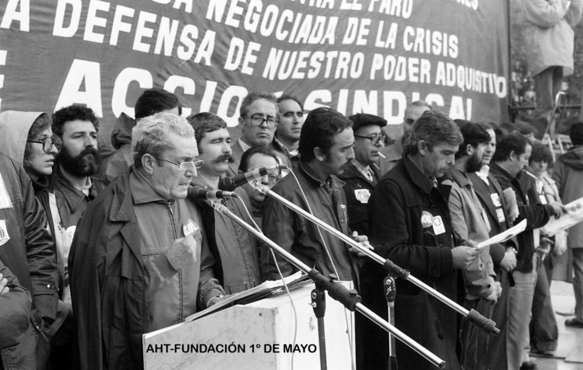 Imagen concentración convocada por CCOO en los albores de la Transición